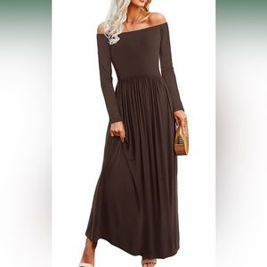 Women’s long sleeve off the shoulder casual maxi dress